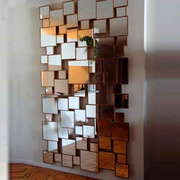 拼接立体方形组合装饰镜北欧客厅背景墙壁挂，餐厅玄关镜简约浴室镜