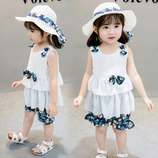 女宝宝夏韩版两件套1衣服，2夏季3岁婴儿童装4小孩夏天短袖套装