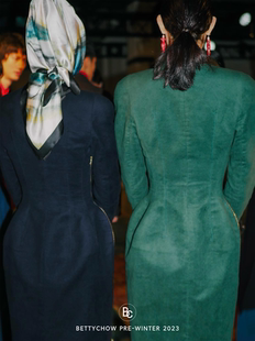 bettychow中古短丝绒廓形旗袍，连衣裙绿色蓝色华贵真丝，中式中长裙