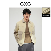 GXG奥莱 22年男装 卡其色拼接混纺羊毛短大衣舒适保暖 冬季