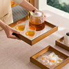 餐盘酒店早餐托盘家用长方形放茶具水，杯子竹质茶盘餐厅水果盘客厅