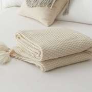 北欧风流苏针织床毯办公室空调午睡毯毛线盖毯沙发垫子轻奢