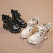 时尚女童鞋马丁靴，2023秋冬儿童靴子，单靴加绒短靴男童皮鞋单靴