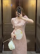 2023年高级感旗袍敬酒服新娘结婚便装回门订婚礼服粉色连衣裙女夏