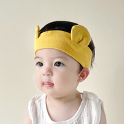 婴儿护头卤帽子夏季可爱圆耳纯棉囟门发带新生男女宝宝遮脑门头带