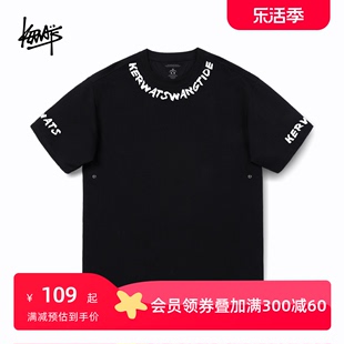 KERWATS韩版英文创意印花街头重磅落肩无性别男女夏季短袖t恤