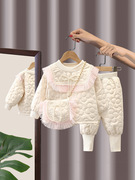 小女孩棉服套装冬季2022洋气幼儿园，秋冬款加厚保暖女宝宝冬装