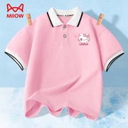 猫人女童短袖t恤夏季2024儿童polo翻领半袖上衣中大童体恤衫