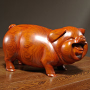 花梨木雕刻猪摆件十二生肖可爱猪，家居客厅装饰红木雕刻工艺品送礼
