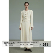 unspoken白色小香外套女宫廷，风设计感小众新中式女装半身裙套装
