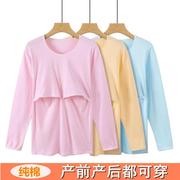 哺乳秋衣上衣纯棉月子服产后喂奶衣产妇线衣秋冬孕妇家居服哺乳衣