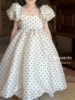 24高级定制珍珠奶茶波点礼服裙公主大摆生日裙夏季气质连衣裙