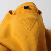 340g重磅厚实圆领长袖t恤卫衣，叠穿纯色姜黄色(姜黄色，)纯棉白色男士上衣女