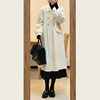 韩系秋冬装赫本风，高级感气质白色毛呢外套，小个子呢子大衣女中长款