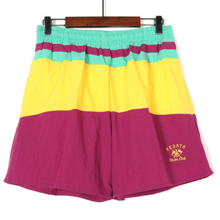 韩版时尚夏季短裤学院风糖果色设计撞色宽松休闲运动五分裤女