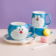 哆啦A梦马克杯带盖情侣水杯陶瓷杯家用喝水杯子咖啡杯可爱早餐杯