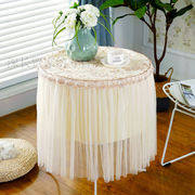 欧式桌布布艺圆形餐桌布垫家用小蕾丝床头柜罩简约现代台布花