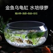 圆形鱼缸独立式玻璃装饰大号，办公桌加厚小型钢化乌龟透明景观客厅
