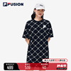 FILA FUSION斐乐潮牌连衣裙女2024春夏季时尚宽松圆领短袖连身裙