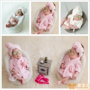 新生儿摄影道具宝宝婴儿满月百天照摄影服装宝宝拍照服饰浴袍套装