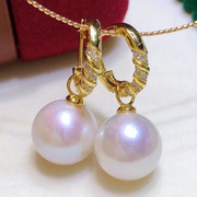 一款多戴淡水真珍珠，耳环耳扣耳圈吊坠，两用11-12mm正圆强光女
