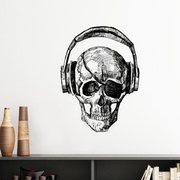 歌曲骷髅头耳机，图案墙贴壁纸房间贴花
