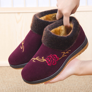 老北京冬季女士加绒加厚棉鞋，保暖防滑中老年，鞋软底软面妈妈棉靴
