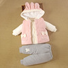 一岁半女宝宝秋冬装加厚分体款童婴儿衣服外套棉服三件套装冬季01