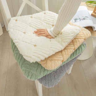 简约冬季椅子垫长毛绒，餐椅垫加厚保暖可拆洗椅子坐垫座垫防滑