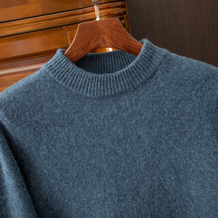 秋冬100%纯羊毛衫男圆领七针加厚羊绒衫长袖三色针织打底毛衣