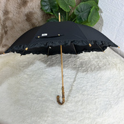日本小洋伞手动古董长柄伞黑胶，公主伞遮阳伞，木杆竹柄防晒防紫外线