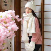 帽子围巾手套三件套一体套装女冬季韩版学生少女圣诞节元旦