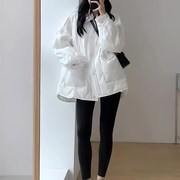 黑色短款薄款羽绒棉服女款2022C年冬季欧货小个子轻薄棉衣外