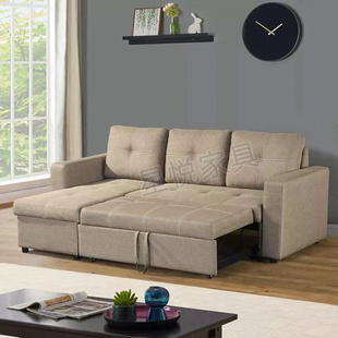 现代布艺沙发床免洗可折叠两用小户型客厅，贵妃储物多功能转角