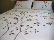 外贸出口纯棉超大绣花被套床单 枕套1.5-2米床  