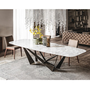 北欧大理石餐桌长方形现代简约小户型饭桌设计师会议桌轻奢餐桌