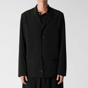 YOJI OOAK 原创设计长袖黑色休闲风衣西装领单排扣外套上衣潮流男