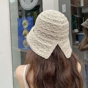2023夏季遮阳帽女韩国东大门编织镂空出游开叉，发晒帽渔夫帽