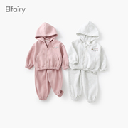 Elfairy儿童卫衣套装女童春装连帽外套休闲裤子宝宝衣服运动套装
