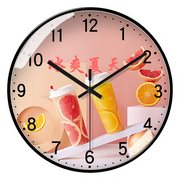 奶茶店挂钟饮品店餐厅钟表，咖啡厅现代创意，个性挂表时钟简约电波钟