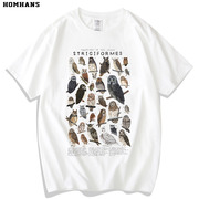 猫头鹰短袖飞行动物科普鸮形目合集T恤透气印花纯棉宽松国家地理