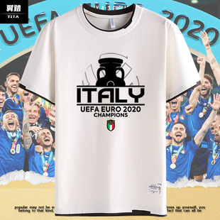 意大利队服欧洲杯夺冠纪念足球迷服假两件短袖T恤衫男女半袖衣服