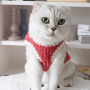 小猫咪秋冬季衣服德文猫，条纹毛绒棉衣，韩系保暖背心居家舒适两脚衣