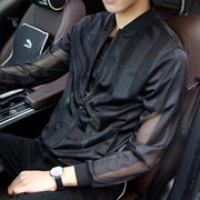 夏季防晒衣服男韩版帅气棒球服夹克，网格镂空透气上衣潮流薄款外套