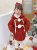 女童棉服冬装外套2023宝宝羊羔绒，红色圣诞小香风加绒加厚大衣