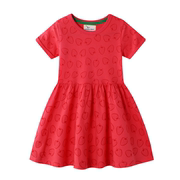 3岁女童草莓连衣裙外贸童装幼儿园宝宝夏季短袖针织裙纯棉童裙5　