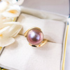 DIY珍珠配件 G18K黄金珍珠戒指空托 镶嵌指环款 配11-13mm正圆珠