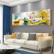 沙发背客墙晶瓷面单幅，装风画c有框饰水，招财画床头画景厅橫