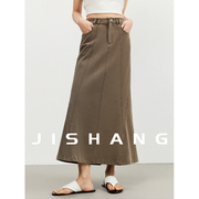 JISHANG基尚 复古牛仔半身裙中长款 显瘦A版品质好2024夏季