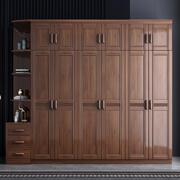 实木衣柜家用卧室大衣橱柜中式胡桃木现代简约三四五六门原木柜子